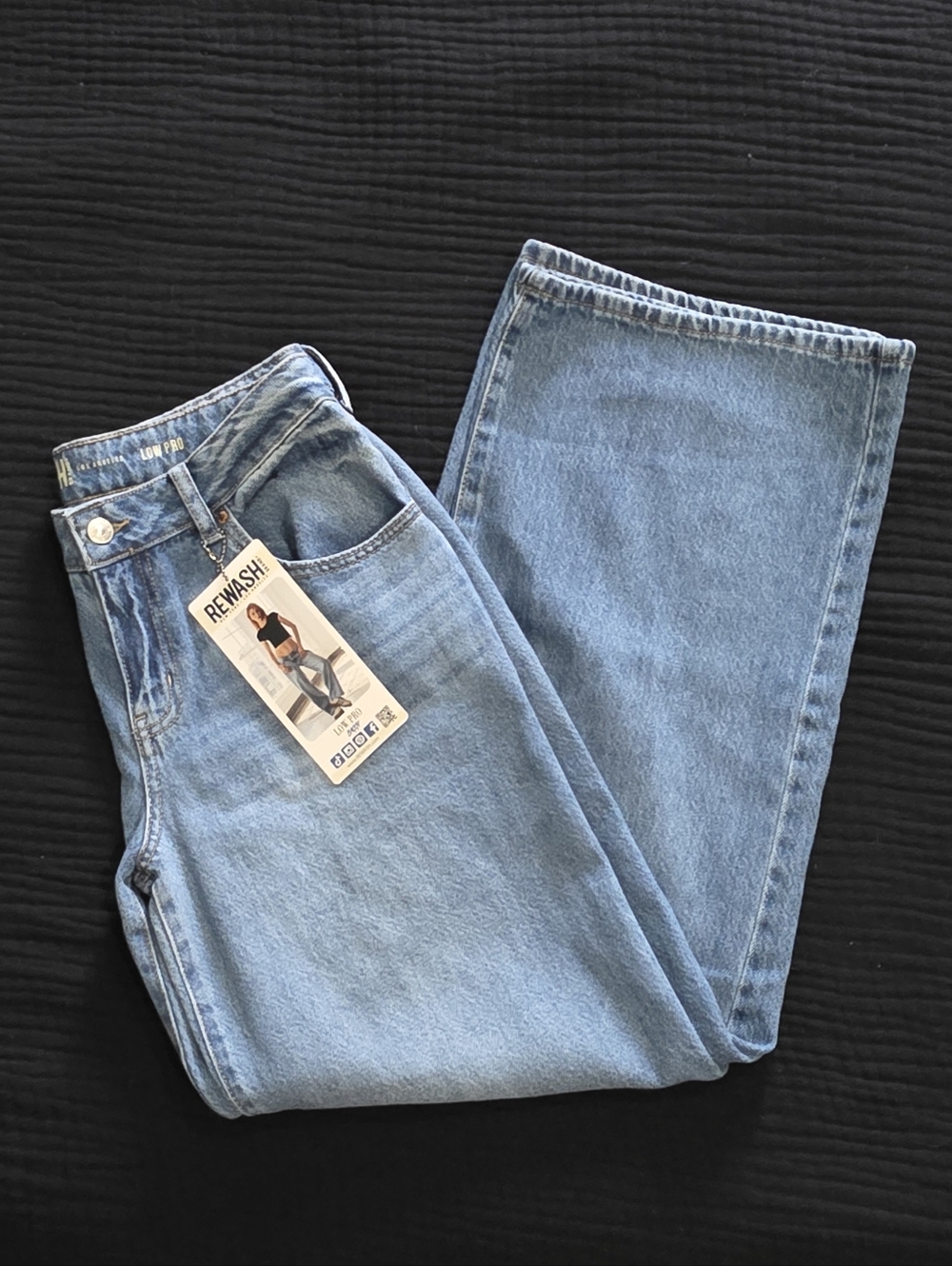 Rewash Light Blue Low Pro Baggy Jeans Tag